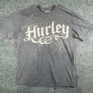 Hurley T-Shirt Mens XL Heather Gray Cotton Graphic Premium Fit Short Sleeve